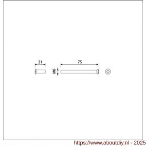 Ami patentbout compleet met huls RVS M6x75 mm schroef en huls RVS set 10 stuks - A10900214 - afbeelding 1