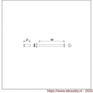 Ami patentbout compleet met huls RVS M6x80 mm schroef en huls RVS set 10 stuks - A10900215 - afbeelding 1