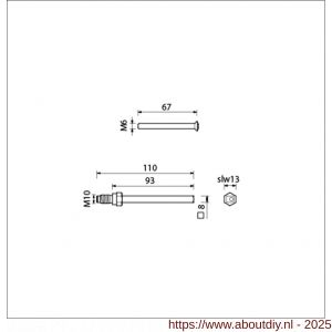 Ami bevestigingsschroeven veiligheidsschilden VHB voordeur deurdikte 53-57 mm gelagerde wisselstift 8x100 Varo ring en 3 schroeven M6x67 - A10901672 - afbeelding 2