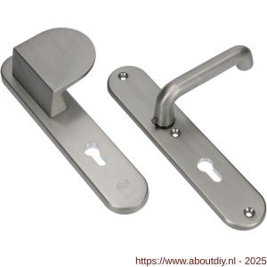 Ami VHB 250/50/1-90/83 veiligheidsvoordeur-duwerlangschildgarnituur SKG*** Archi Design ovaal VHB 250/50/1 profielcilinder PC 72 deurduwer 90/83 rechts en deurkruk 356 Irox deurdikte 38-42 mm - A10901031 - afbeelding 3