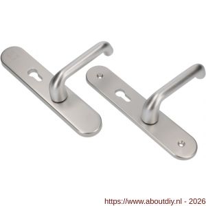 Ami VHB 250/50/1-386 senioren veiligheids Rotaveer kruk-kruk langschildgarnituur SKG** ovaal omkeer VHB deurkruk 386 Rota 250/50/1 profielcilinder PC 72 omkeer F1 deurdikte 53-57 mm - A10901231 - afbeelding 1