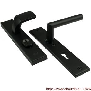 Ami VHB 251/15-144 KT veiligheidsvoordeur-knoplangschildgarnituur SKG*** kerntrekbeveiliging VHB 251/15 kerntrek KT 55 knop 144 en deurkruk 374 profielcilinder PC 55 zwart RAL 9005 structuur finish deurdikte 38-42 mm - A10901266 - afbeelding 1