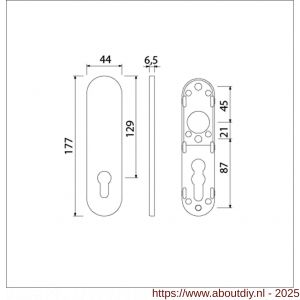 Ami 177/1 Klik kortschild aluminium zonder krukgat profielcilinder PC 72 F1 - A10900532 - afbeelding 5
