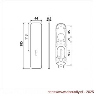 Ami 185/44 Klik kortschild aluminium zonder krukgat sleutelgat SLG 56 F1 - A10900595 - afbeelding 5