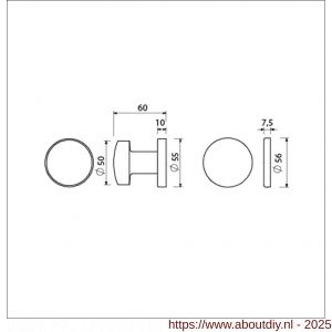 Ami Klik rond knoprozet aluminium knop 169/50 F1 - A10900474 - afbeelding 6