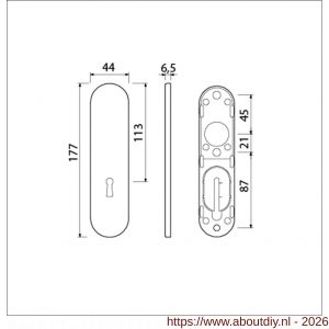 Ami 177/1 Klik kortschild aluminium zonder krukgat sleutelgat SLG 56 F1 - A10900530 - afbeelding 2