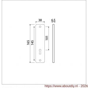 Ami 165/4 RH kortschild aluminium rondhoek zonder krukgat sleutelgat SLG 56 F1 - A10900509 - afbeelding 2