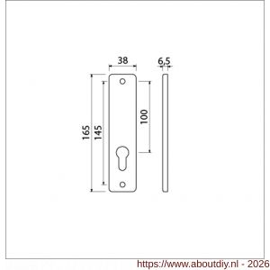 Ami 165/4 RH kortschild aluminium rondhoek zonder krukgat profielcilinder PC 55 F1 - A10900510 - afbeelding 2