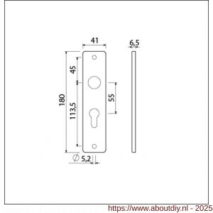 Ami 180/41 RH kortschild aluminium rondhoek profielcilinder PC 55 F2 - A10900568 - afbeelding 6