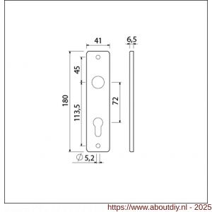 Ami 180/41 RH kortschild aluminium rondhoek profielcilinder PC 72 F2 - A10900569 - afbeelding 6
