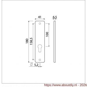 Ami 180/41 RH kortschild aluminium rondhoek zonder krukgat profielcilinder PC 55 F2 - A10900572 - afbeelding 2