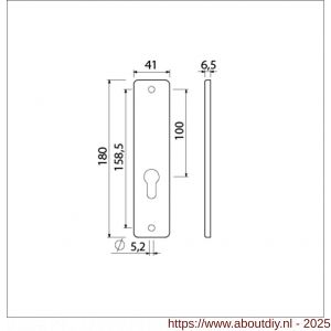 Ami 180/41 RH kortschild aluminium rondhoek zonder krukgat profielcilinder PC 55 F2 - A10900572 - afbeelding 6