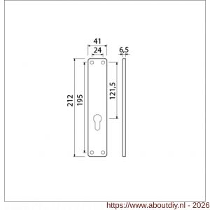 Ami 212/41 RH langschild aluminium rondhoek zonder krukgat profielcilinder PC 55 F1 - A10900636 - afbeelding 2