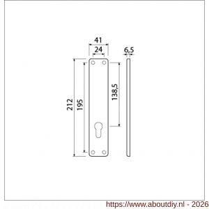 Ami 212/41 RH langschild aluminium rondhoek zonder krukgat profielcilinder PC 72 F1 - A10900637 - afbeelding 2