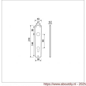 Ami 218/3 RH langschild aluminium rondhoek profielcilinder PC 90 F2 - A10900666 - afbeelding 5