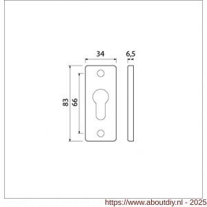 Ami 4 RH cilinderrozet aluminium rechthoek profielcilinder PC F2 - A10900459 - afbeelding 5