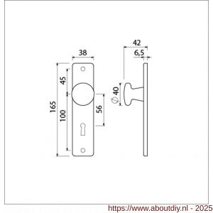 Ami 165/4 RH knopkortschild aluminium rondhoek knop 160/40 vast kortschild 165/4 RH sleutelgat SLG 56 F2 - A10900709 - afbeelding 5