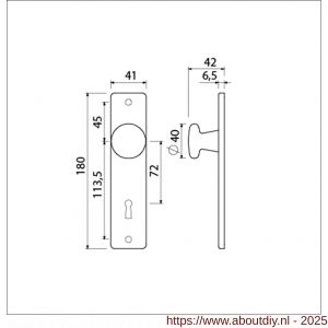 Ami 180/41 RH knopkortschild aluminium rondhoek knop 160/40 vast kortschild 180/41 RH sleutelgat SLG 72 F2 - A10900731 - afbeelding 5
