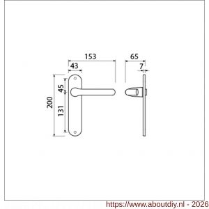 Ami 200/1/7-386 kruk-kruk garnituur deurkruk 386 Rota langschild 200/1/7 blind Irox Archi Design - A10900106 - afbeelding 2