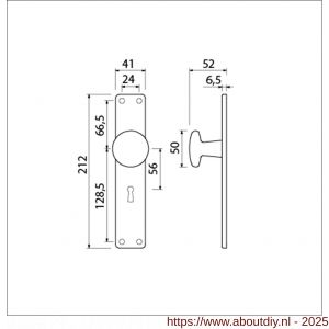 Ami 212/41 RH knoplangschild aluminium knop 160/50 vast langschild 212/41 RH rondhoek sleutelgat SLG 56 F1 - A10900749 - afbeelding 5