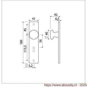 Ami 180/41 RH knopkortschild aluminium rondhoek knop 160/40 vast kortschild 180/41 RH sleutelgat SLG 56 F1 - A10900726 - afbeelding 5