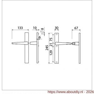Ami 245/30-357 smalschild-kruk-kruk garnituur deurkruk 357 vastdraaibaar 245/30 blind M5/R6,5 F1 deurdikte 53-57 mm - A10900144 - afbeelding 2