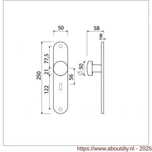 Ami 250/50/8/1 knoplangschild aluminium knop 169/50 vast langschild 250/50/8/1 sleutelgat SLG 56 R6,5 F1 - A10900757 - afbeelding 6