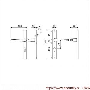 Ami 245/30-357 smalschild-kruk-kruk garnituur deurkruk 357 vastdraaibaar 245/30 profielcilinder PC 72 M5/R6,5 F1 deurdikte 53-57 mm - A10900147 - afbeelding 2