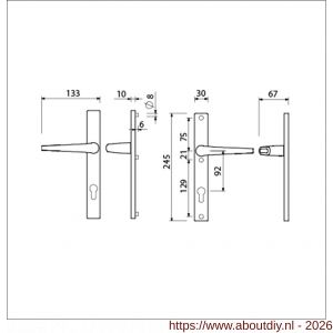 Ami 245/30-357 smalschild-kruk-kruk garnituur deurkruk 357 vastdraaibaar 245/30 profielcilinder PC 92 M5/R6,5 F1 deurdikte 53-57 mm - A10900149 - afbeelding 2