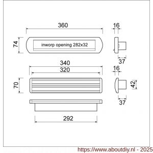 Ami EP 975 briefplaat-tochtklep met schacht aluminium F1 deurdikte 78-82 mm Climate Comfort - A10900038 - afbeelding 5