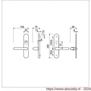 Ami VHB 250/15-386 KT senioren veiligheids Rotaveer kruk-kruk langschildgarnituur SKG*** kerntrekbeveiliging ovaal omkeer VHB 386 Rota250/50/15 kerntrek KT 72 omkeer en profielcilinder PC 72 omkeer F1 deurdikte 38-42 mm - A10901212 - afbeelding 2