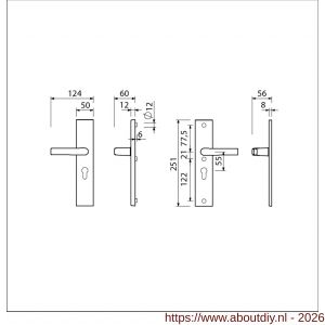 Ami VHB 251/50 veiligheidslangschild SKG*** VHB 251/50 buiten en binnen profielcilinder PC 55 deurkruk 332 F1 deurdikte 38-42 mm - A10901411 - afbeelding 2