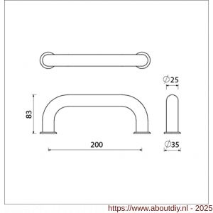 Ami 200 Paar deurgrepen enkelgebogen 200 mm F1 deurdikte 38/61 mm - A10900435 - afbeelding 5