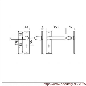 Ami KS 178/43-386 kruk-kruk garnituur deurkruk 386 Rota kortschild 178/43 sleutelgat SLG 56 F1 deurdikte 38-42 mm - A10900112 - afbeelding 3