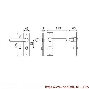 Ami KS 178/43-386 kruk-kruk garnituur deurkruk 386 Rota kortschild 178/43 toilet- en badkamersluiting WC 8/63 F1 deurdikte 38-42 mm - A10900115 - afbeelding 5