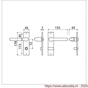 Ami KS 178/43-386 kruk-kruk garnituur deurkruk 386 Rota kortschild 178/43 toilet- en badkamersluiting WC 8/72 F1 deurdikte 38-42 mm - A10900116 - afbeelding 5
