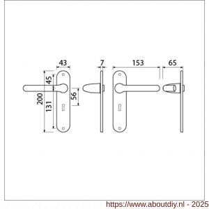 Ami LS 200/1/7-386 kruk-kruk garnituur deurkruk 386 Rota langschild 200/1/7 sleutelgat SLG 56 F1 deurdikte 38-42 mm - A10900127 - afbeelding 4
