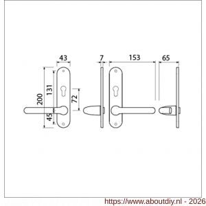 Ami LS 200/1/7-386 kruk-kruk garnituur deurkruk 386 Rota langschild 200/1/7 profielcilinder PC 72 omkeer F1 deurdikte 38-42 mm - A10900130 - afbeelding 4