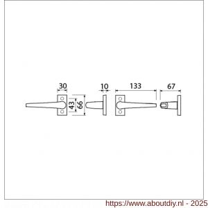 Ami 65/30-357 smalrozet kruk combinatie deurkruk 357 vastdraaibaar rozet 65/30 R6.5 hartafstand 43 mm F1 deurdikte 53-57 mm - A10900098 - afbeelding 6