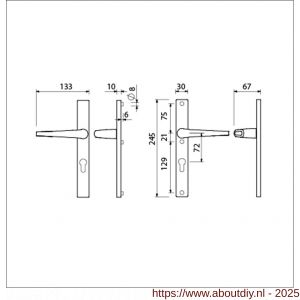 Ami 245/30-357 smalschild-kruk-kruk garnituur deurkruk 357 vastdraaibaar 245/30 profielcilinder PC 72 M5/R6,5 F1 deurdikte 53-57 mm - A10900147 - afbeelding 6