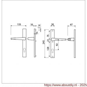 Ami 245/30-357 smalschild-kruk-kruk garnituur deurkruk 357 vastdraaibaar 245/30 profielcilinder PC 92 M5/R6,5 F1 deurdikte 53-57 mm - A10900149 - afbeelding 6