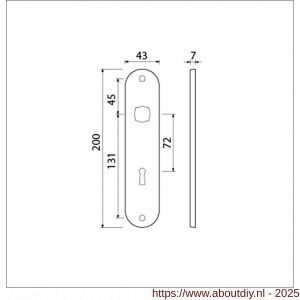 Ami 200/1/7 langschild aluminium Archi Design sleutelgat SLG 72 Irox - A10900695 - afbeelding 5