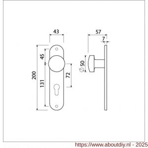 Ami 200/1/7 knoplangschild Archi Design knop 169/50 vast langschild 200/1/7 profielcilinder PC 72 Irox Archi Design - A10900768 - afbeelding 5