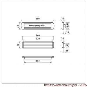 Ami EP 975/1 briefplaat-tochtklep met schacht aluminium Archi Design Irox deurdikte 53-57 mm Climate Comfort - A10900040 - afbeelding 5