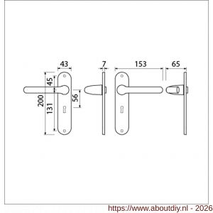 Ami 200/1/7-386 kruk-kruk garnituur deurkruk 386 Rota langschild 200/1/7 sleutelgat SLG 56 Irox Archi Design deurdikte 38-42 mm - A10900101 - afbeelding 5
