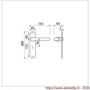 Ami 200/1/7-386 kruk-kruk garnituur deurkruk 386 Rota langschild 200/1/7 sleutelgat SLG 56 Irox Archi Design - A10900107 - afbeelding 5