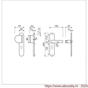 Ami VHB 250/50/1-90/83-378 veiligheids Rotaveer duwer-kruk langschildgarnituur SKG*** Archi Design ovaal VHB 250/50/1 profielcilinder PC 55 deurduwer 90/83 links en deurkruk 378 Rota Irox deurdikte 38-42 mm - A10900950 - afbeelding 6