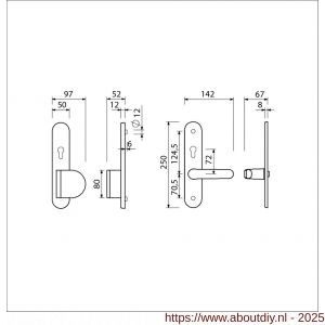 Ami VHB 250/50/1-90/83-378 senioren veiligheids Rotaveer duwer-kruk langschildgarnituur SKG** Archi Design ovaal omkeer VHB 250/50/1 profielcilinder PC 72 omkeer deurduwer 90/83 rechts en deurkruk 378 Rota Irox deurdikte 38-42 - A10900812 - afbeelding 5
