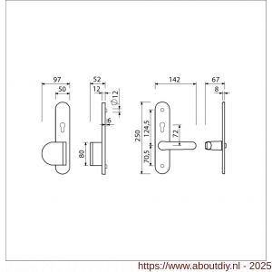 Ami VHB 250/50/1-90/83-378 senioren veiligheids Rotaveer duwer-kruk langschildgarnituur SKG** Archi Design ovaal omkeer VHB 250/50/1 profielcilinder PC 72 omkeer deurduwer 90/83 links en deurkruk 378 Rota Irox deurdikte 38-42 mm - A10900813 - afbeelding 5