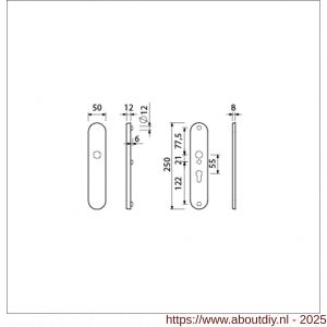 Ami VHB 250/50/1 veiligheidslangschild SKG*** Archi Design ovaal VHB 250/50/1 buiten blind binnen profielcilinder PC 55 Irox deurdikte 38-42 mm - A10901392 - afbeelding 5